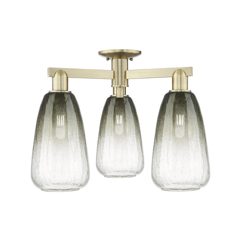 Plafonnier semi-encastré 3 lumières Jacquette, Laiton antique, Ardoise