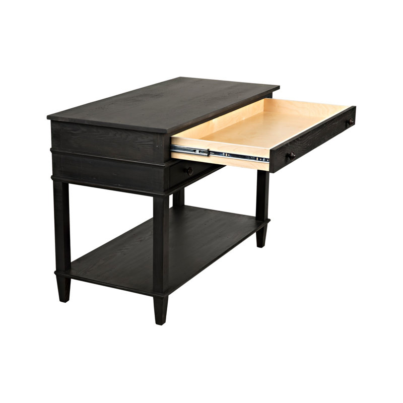 Alex 42'' W Solid Wood Nightstand, Black Wax