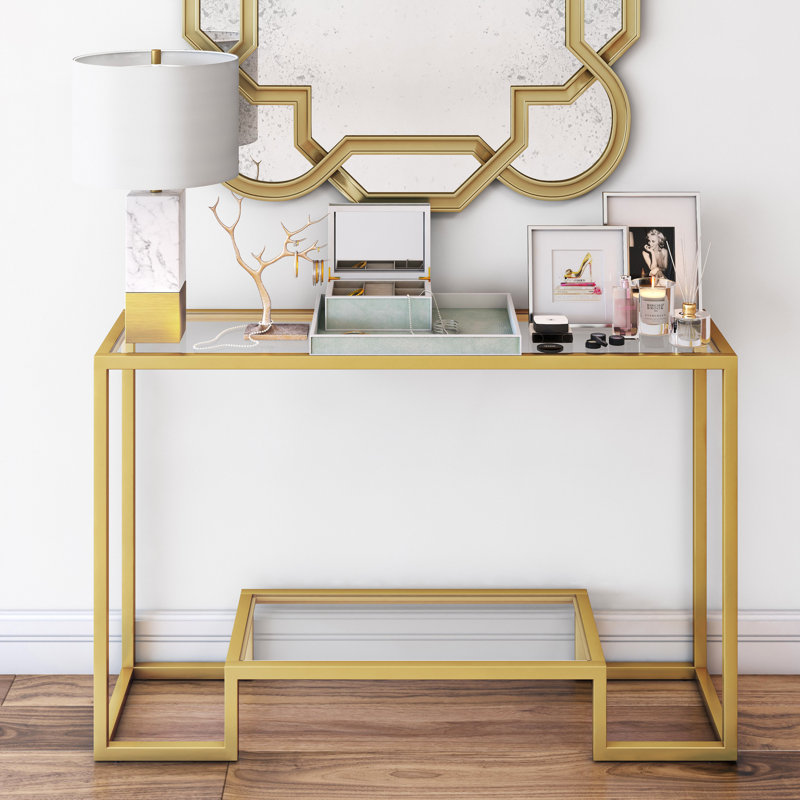 Glass Top Console Table, Gold