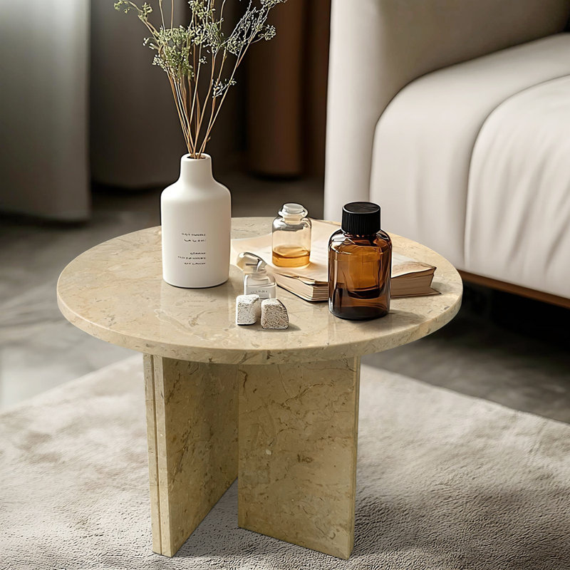 Élégante table basse en marbre Glod, H 15,91 po x L 17,81 po x l 17,81 po, Yellow