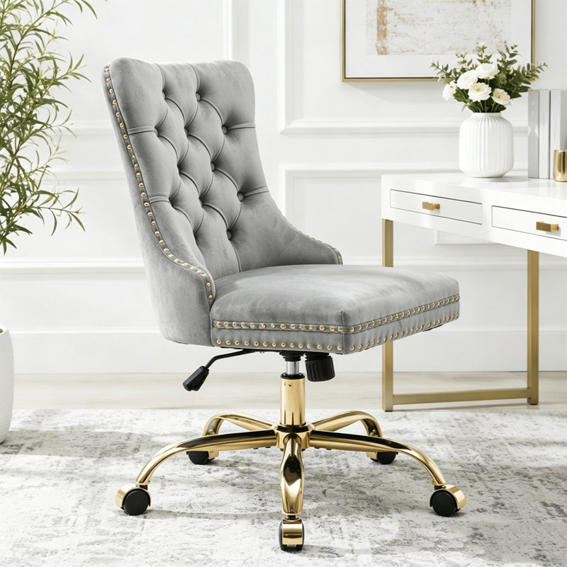 Chaise de bureau large avec faux tissu d'alpaga et coussin double, L 26,4 po - violet