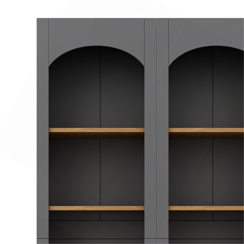 On-Trend Free Standing 5 Tier Bookshelves, Bookcases Set Of 2, Farmhouse Two-Tone Storage Cabinet With Adjustable Shelves, Modern 72"H Kitchen Pantry Cabinet For Living Room, Home Office