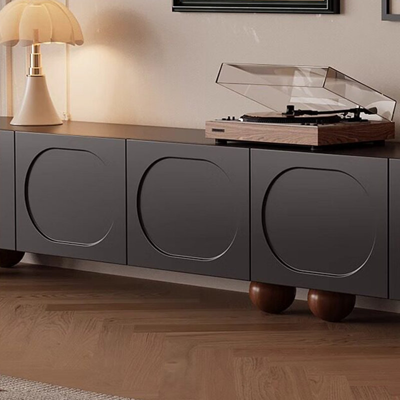 Meuble télé moderne en bois manufacturé noir, 94.49, Black