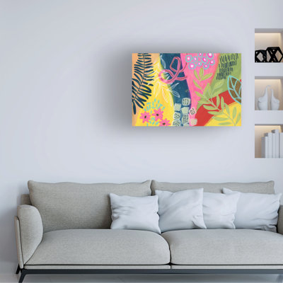 Wrapped Canvas Wall Art - Suzanne Allard 'Blue Palm A' Wall Art for Living Room, Bedroom, or Office Décor - 30x47