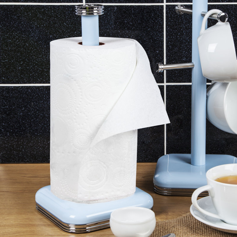 Swan Retro Kitchen Roll Holder with Steel Weighted Base, 33cm,, Blue