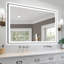 Miroir de salle de bain moderne sans cadre avec fonction de désembuage et lumière réglable-566337166-566337165-551068566