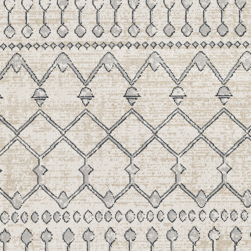 Swampscott Machine Washable Moroccan Ink Blue/Gray Area Rug, Round 6'7"
