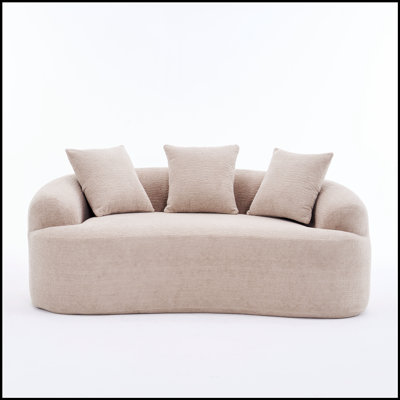 Canapé-causeuse avec tissu en chenille grain de bois, éponge haute densité pour le confort, conception sans assemblage idéale pour les petits espaces et grande capacité