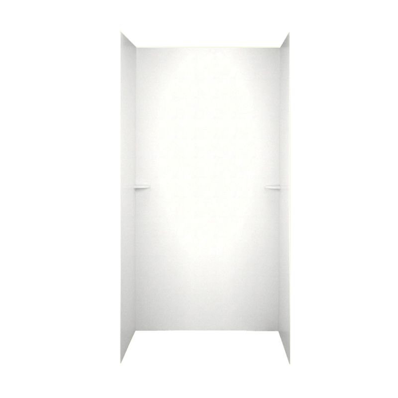 48'' W 36'' D 72'' H Glue Up Solid Surface Wall, Tahiti White