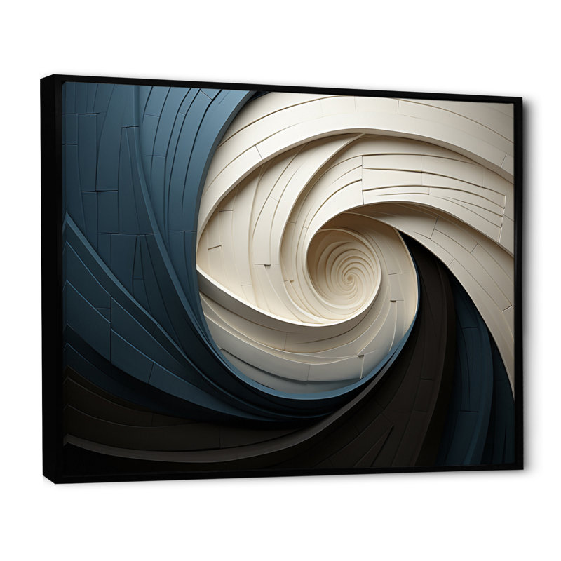 «Geometric Spiral I - Abstract Spirals», art mural encadré, H 16 po x l 32 po x P 1 po, Cadre flottant noir