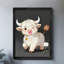Reproduction d'art encadré noir avec joli veau blanc rétro-2007050135