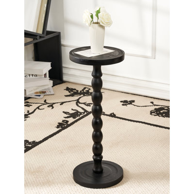Solid Wood Tray Top Pedestal End Table