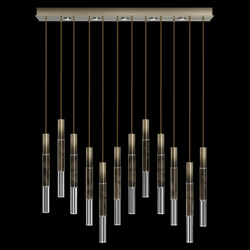 Luminaire suspendu l 61 po Antonia, Bronze ombré doux / nickel