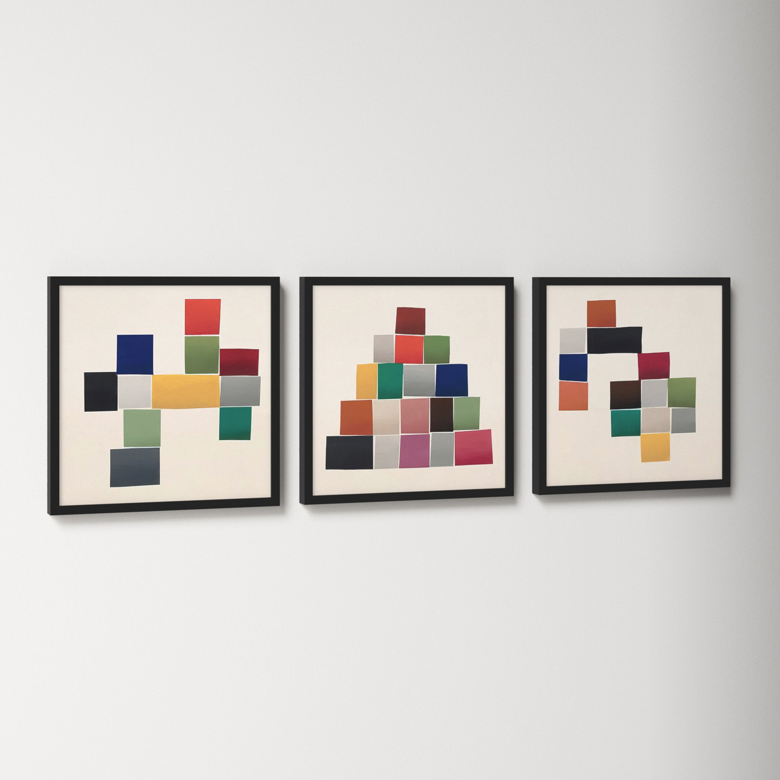 Jewels. Set Of 3 by Lee Lessem, Black Framed, 16" H x 16" W x 1.25" D