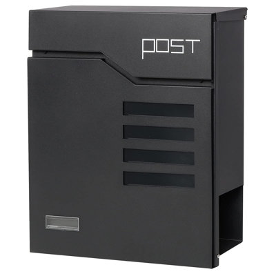Metal Mailbox Wall Mount, Locking Mailbox With Key Lock, Hanging Secure Postbox, Security Key Drop Box,Outdoor Wall Mounted Mail Box With Large Capacity,Black
