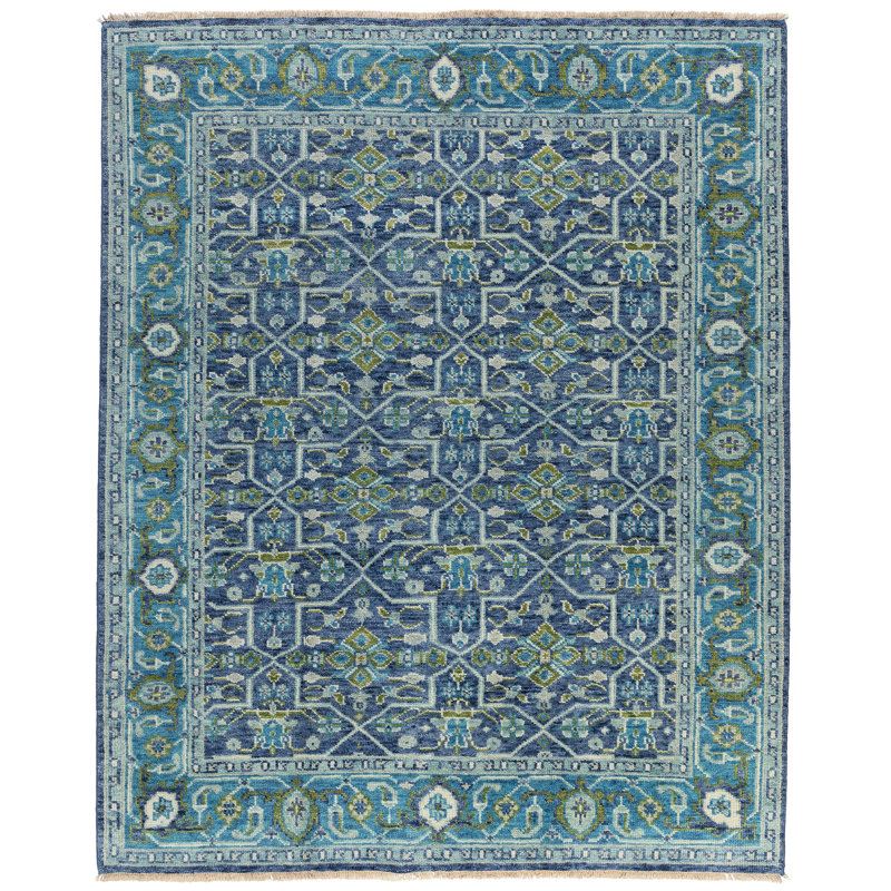Rock My Classics Wool Oriental Area Rug in Blue, Rectangle 8' x 10'