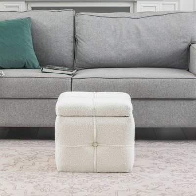 Cube Boucle Upholstered Storage Ottoman