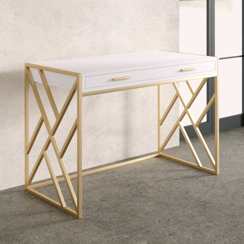 Lovesta Metal Base Writing Desk, White/Gold