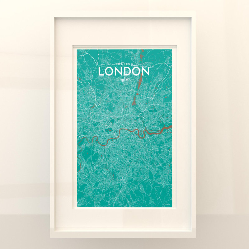 London City Map In Nature - No Frame Print, 17cm H x 11cm W x 0.05cm D