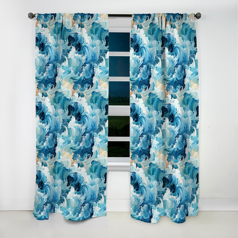 Oceanic Mirage - motif tropical II - Rideau floral - Rideau occultant floral - 1 panneau, L 52 po x L 108 po
