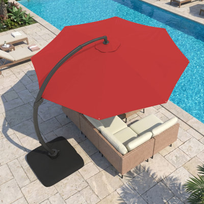 Parasol en porte-à-faux Ebonique 11 pi Deluxe avec base incluse