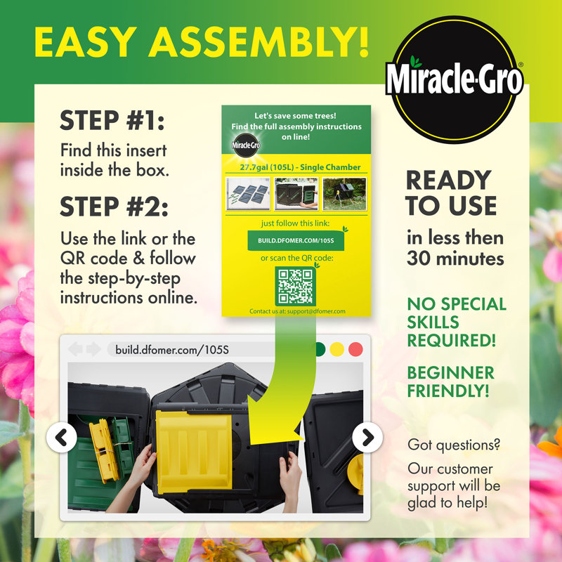 Miracle-Gro 27.7 Gal Black and Green Tumbling Composter