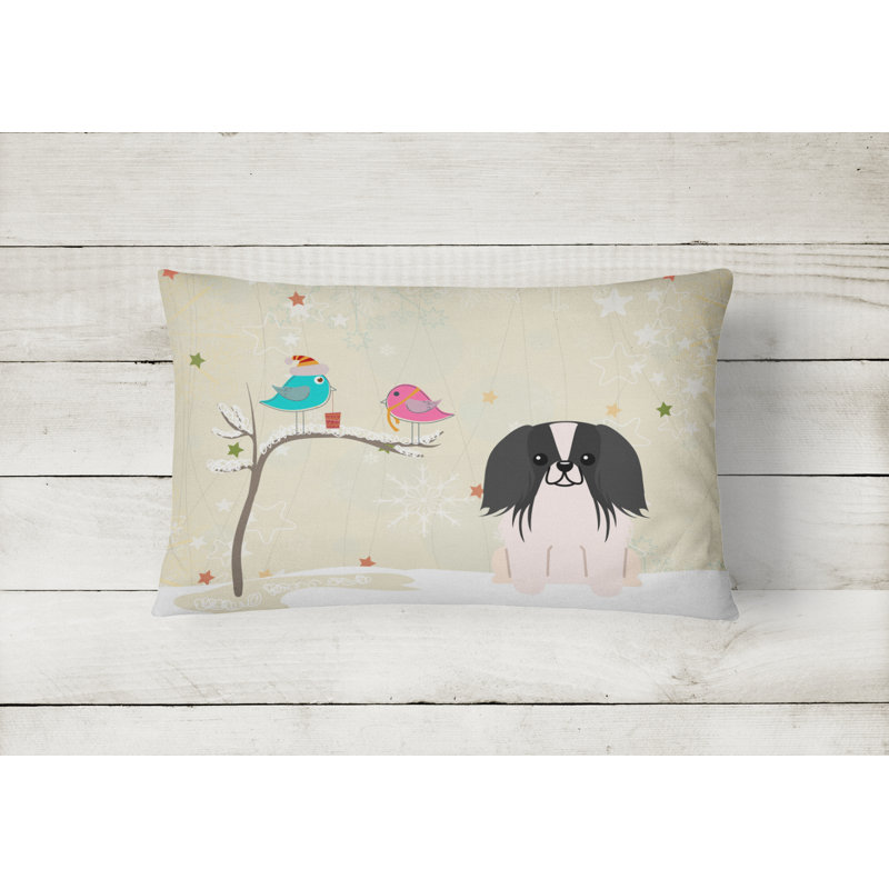 Coussin lombaire intérieur/extérieur en tissu de noël, Noir / Blanc