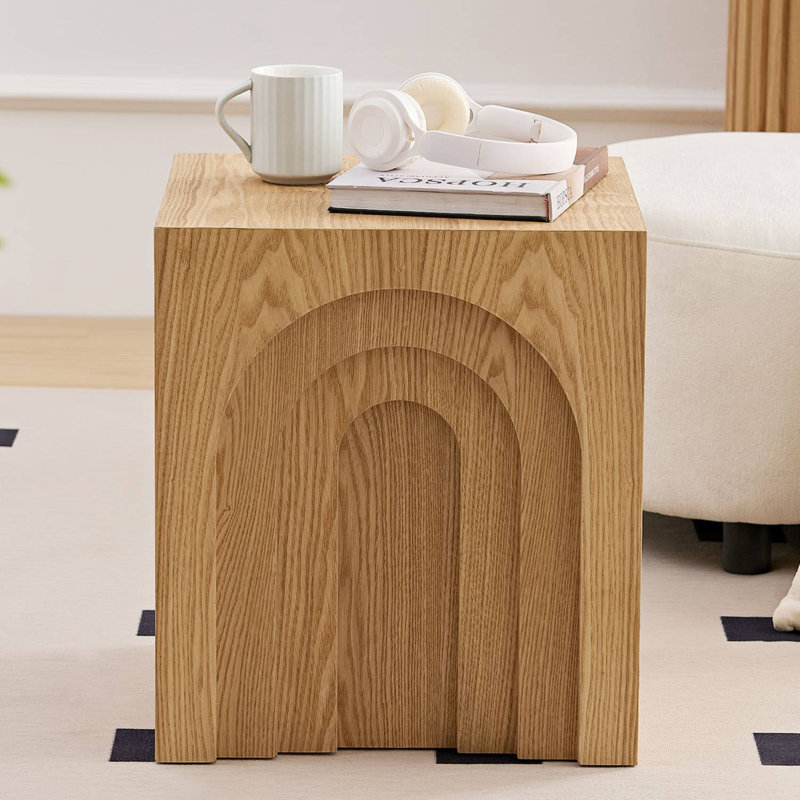 Table de bout carrée en panneau de fibres à densité moyenne 15,74 po, Chêne