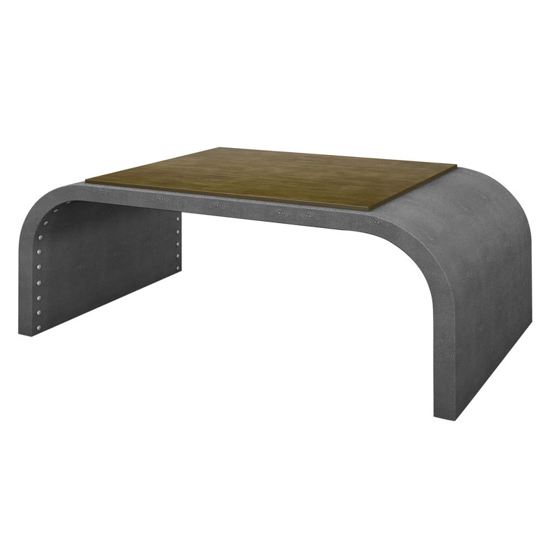 Table basse Dann Foley Lifestyle - Ragavan - Cool Waterfall Shagreen, Plateau gris délavé / base noire