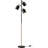 67" 3-Light Track Tree Floor Lamp With Matte Black Finish And Brass Accents