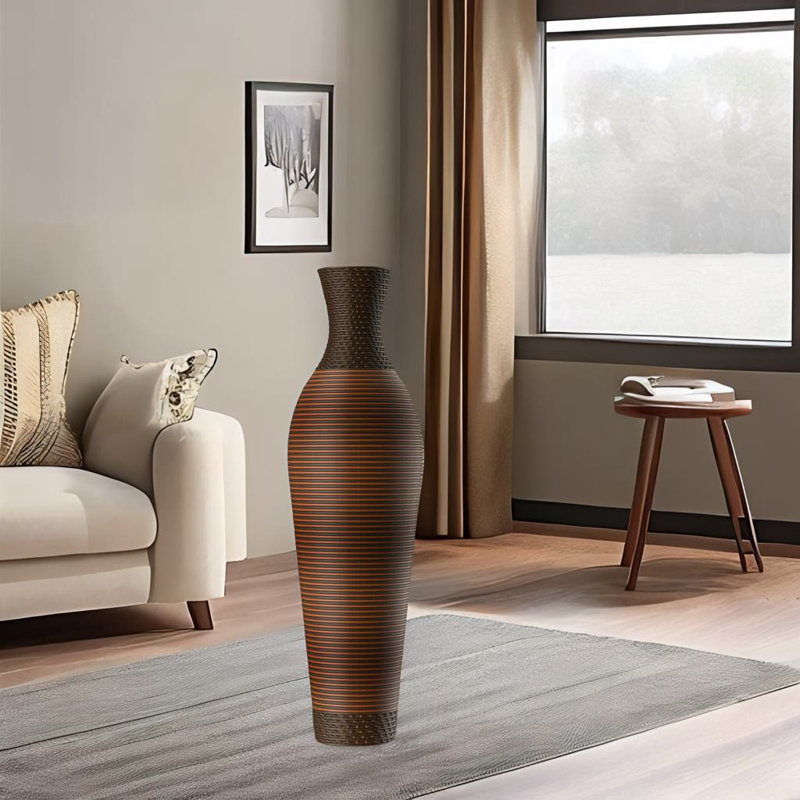 Decorative Floor Vase, White/Gray