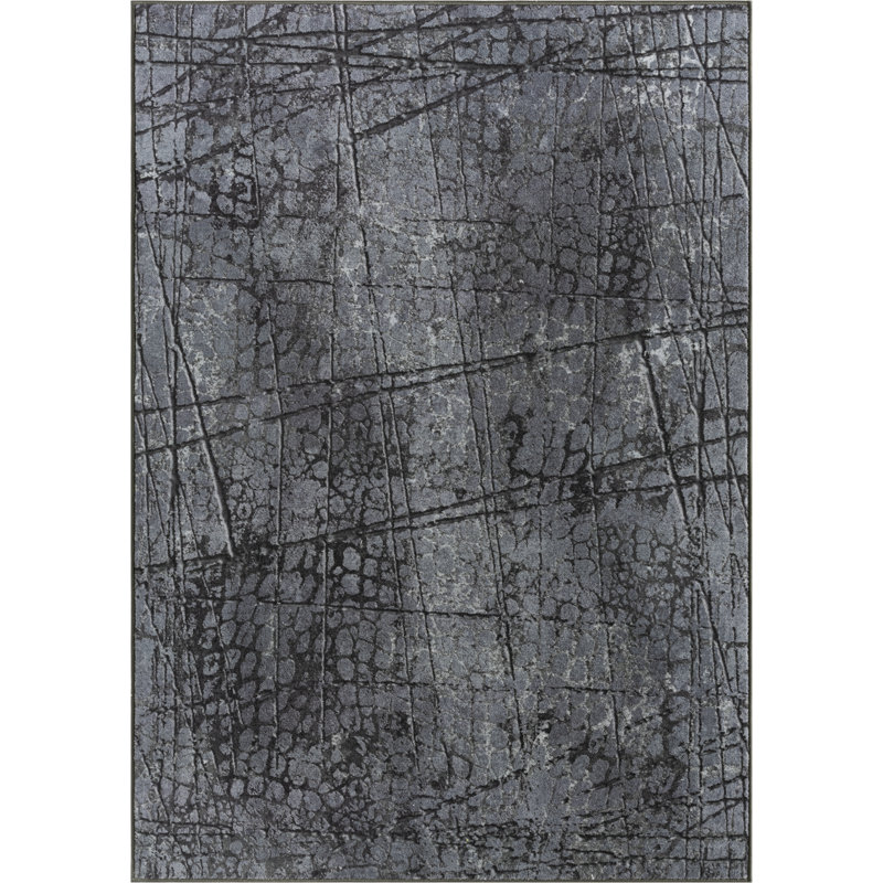 Machine-made Area Rug , Rectangle 140 x 200 cm, Anthracite