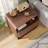 Modern Nightstand W/open Shelf Storage, Mid Century Night Stand Set Of 2, With Drawer, Curved Profile, Wood Bedside End Table For Bedroom, Walnut-1548610010-1548610020