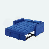 54Inch Adjustable Backrest Soft Futon Sofa With Double Armrest And Pouch Variable Bed