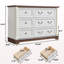 Commode à 5 tiroirs de style campagnard avec base en bois, commode rustique en bois, rangement pour commode pour la chambre à coucher, le salon, belle et robuste