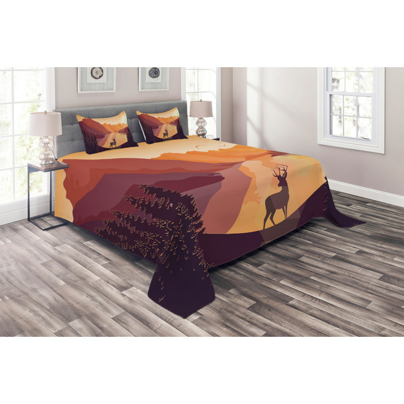 Rustic Polyester Coverlet, Queen Bedspread + 2 Shams