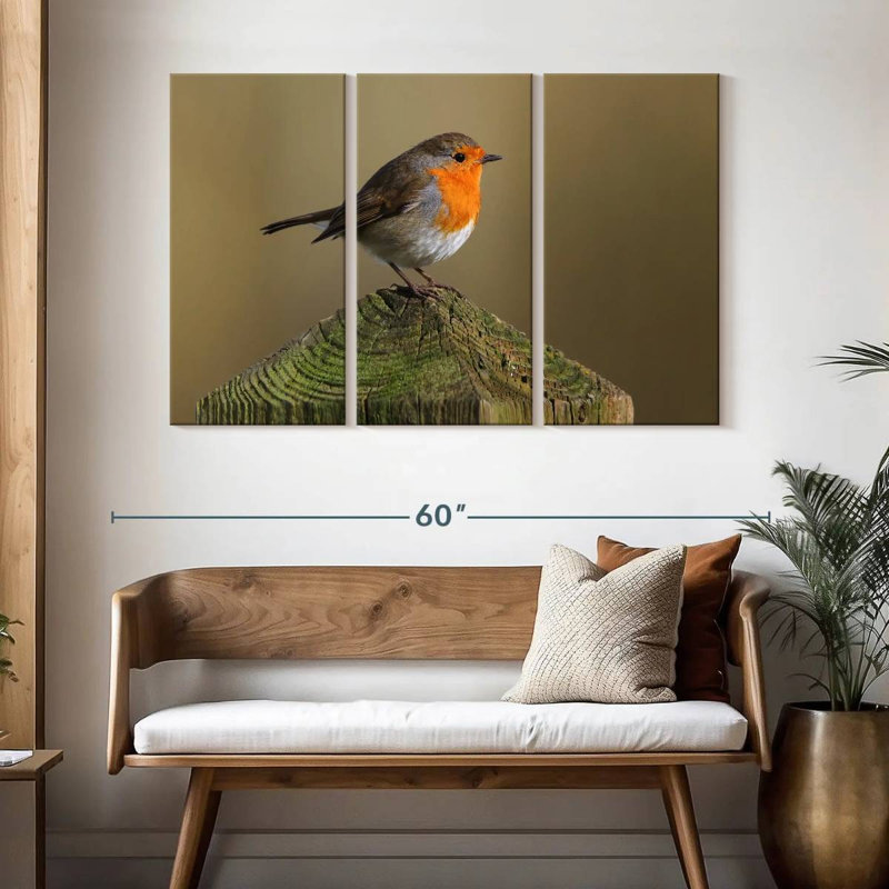 Brampt Bird Standing On Wood Post, 32" H x 50" W