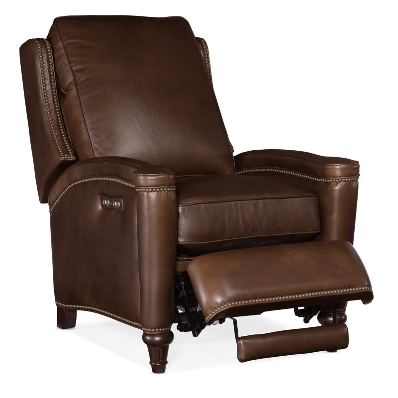 Recliner, Espresso Genuine Leather, Manual