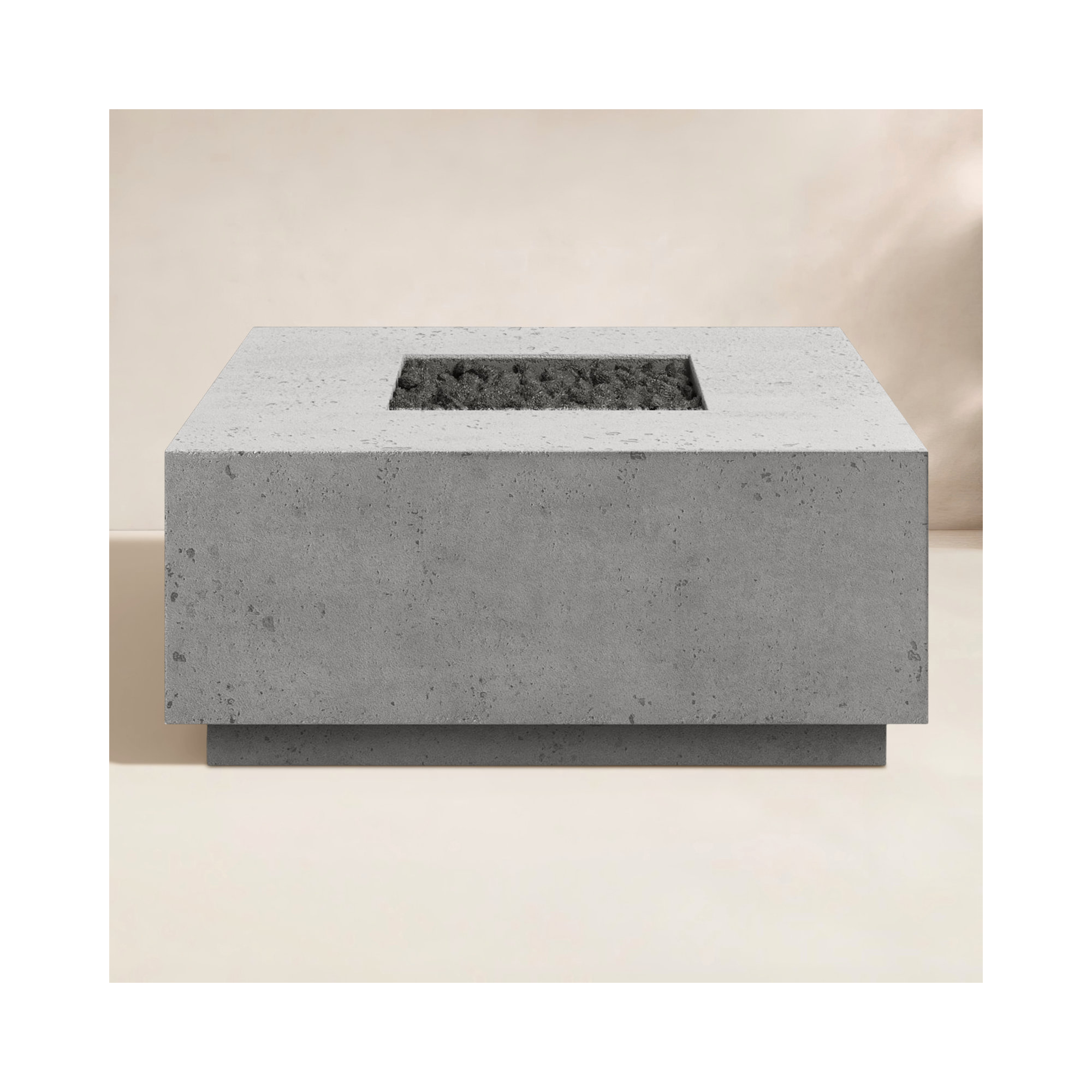 Ella Square Fire Pit Table, Pewter Concrete