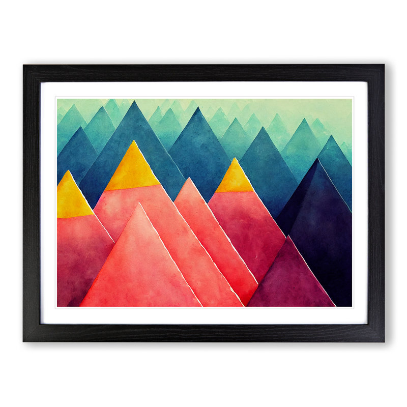 Geometric Pyramids - Single Picture Frame Print, 34cm H x 46cm W x 2cm D, Black