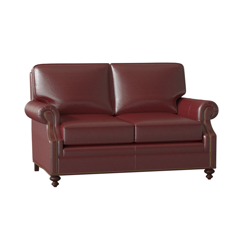 West Haven 59'' Leather Loveseat, Outsider Raven Genuine Leather, Mahogany, #9 French Natural