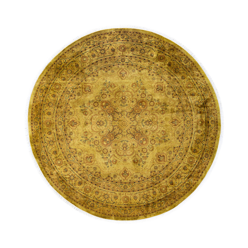 Overdyed Hand-Knotted Wool Modern-Contemporary Gold Area Rug 6' 1" x 6' 1"