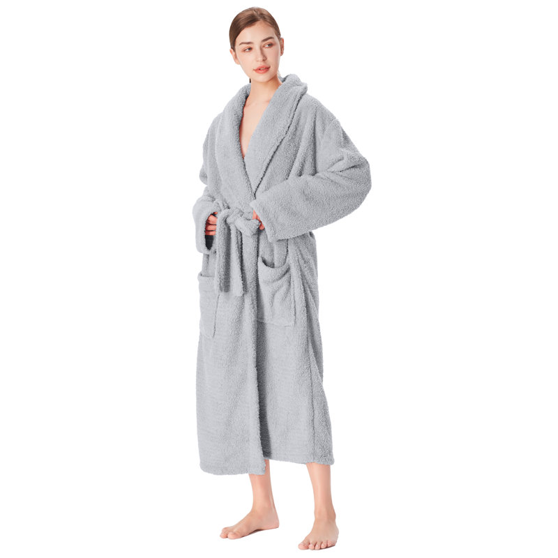  Peignoir de cheville avec poches, M, Gris
