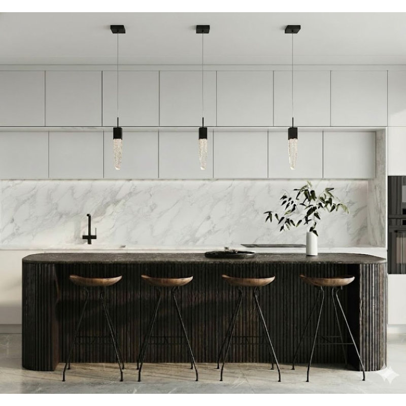 Elsmere 1 - Light Black Crystal Pendant, Matte Black