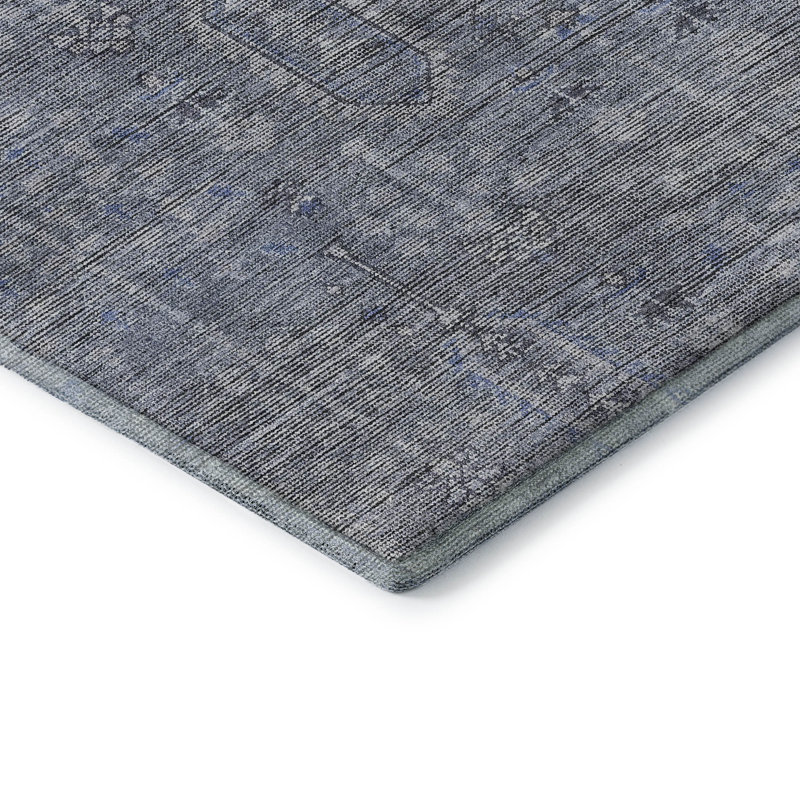 Tapis bleu Prisco lavable à la machine de qualité supérieure, Rectangulaire 8 pi x 10 pi