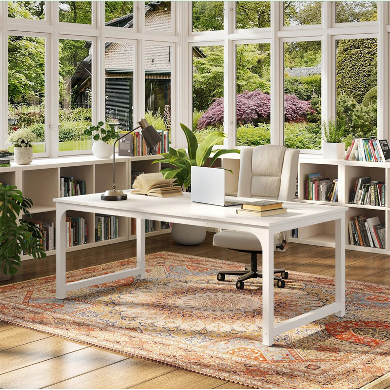 Bureau de direction 63 po (sans la chaise), Blanc / blanc, H 29,53 po x l 62,99 po x P 31,5 po