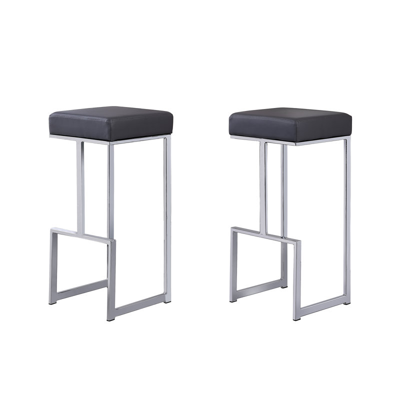 Tabouret de comptoir rembourré 31 "avec structure en métal Jochebed, Gris, Argent