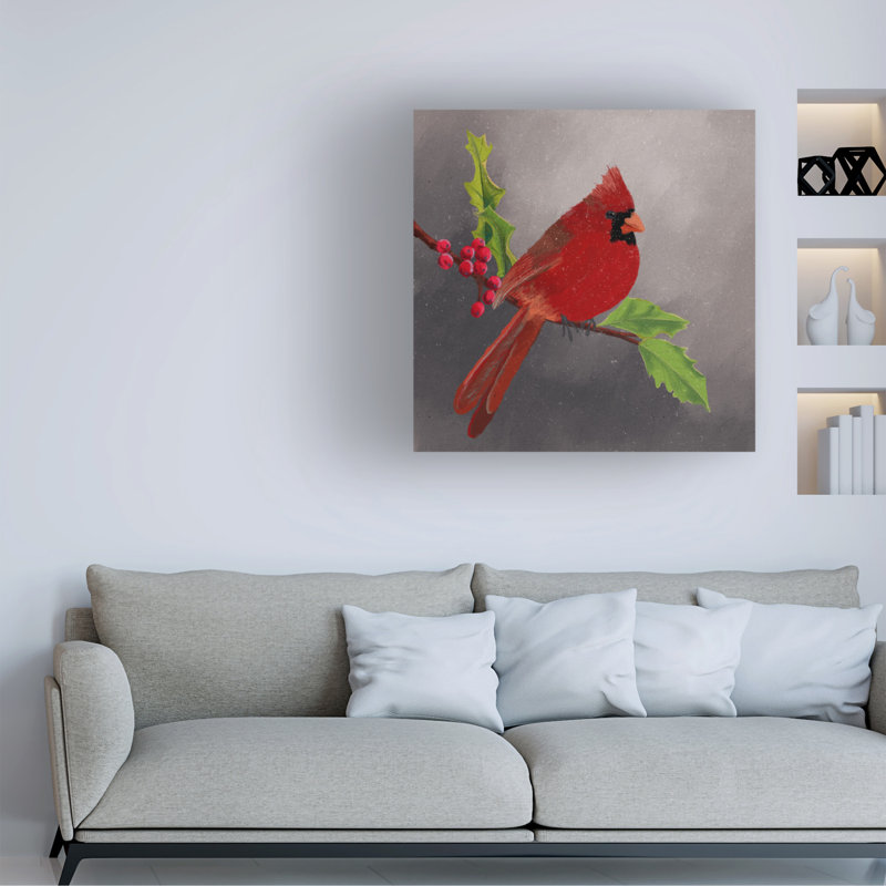 «Red Cardinal I» sur toile, H 18 po x l 18 po
