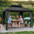 12 Ft. W x 10 Ft. D Double Roof Hardtop Aluminum Patio Gazebo with Netting and Curtains-69288486-69288485