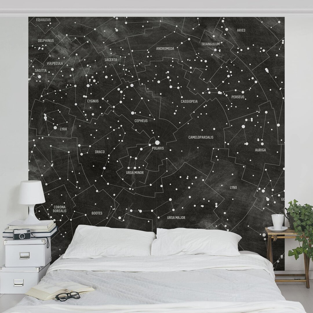 Strukturierte Tapete Star Chart Blackboard Look 1,92 m x 192 cm